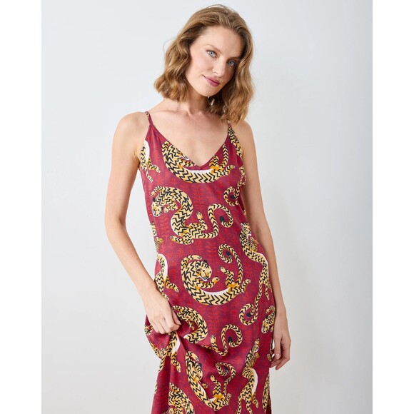 Printfresh Other - PRINTFRESH Tiger Chic Slip Dress Merlot L